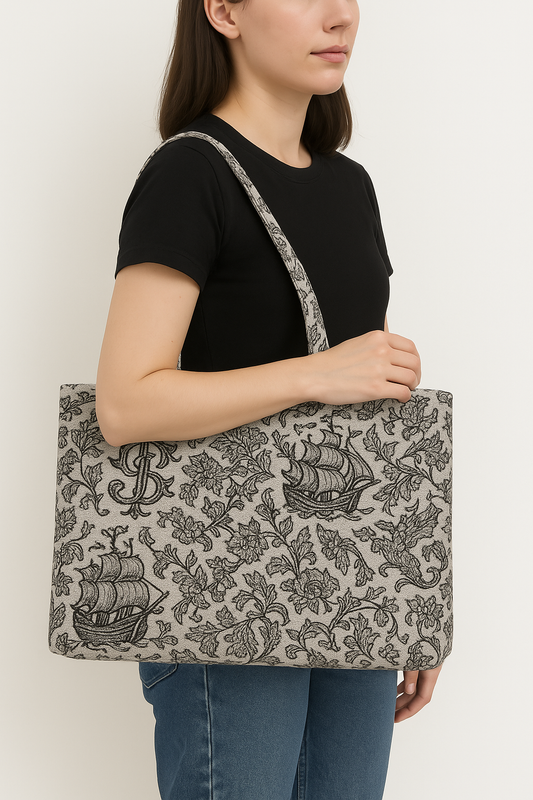 Premium Jacquard Handbag for Women | Elegant Woven Tote Bag with Structured Design & Sturdy Handles | Lightweight & Spacious | Perfect for Office, Travel & Daily Use